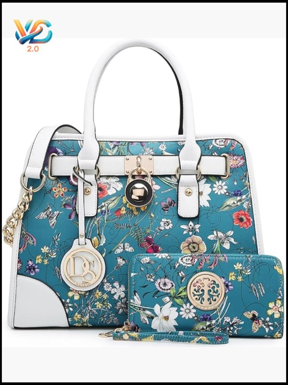 Vegan Leather Satchel Bag Set with Wallet, Work Tote, Shoulder Bag